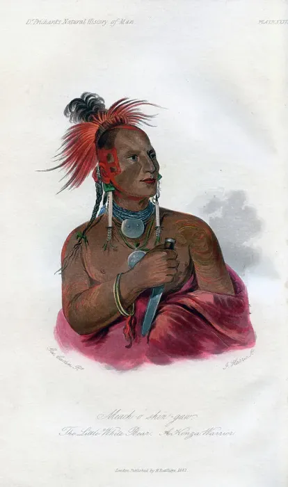 Framed Print : Meach-o-shin-gaw, The Little White Bear, A Konza Warrior, 1848. Artist: Harris Framed Print : Meach-o-shin-gaw, The Little White Bear, A Konza Warrior, 1848. Artist: Harris