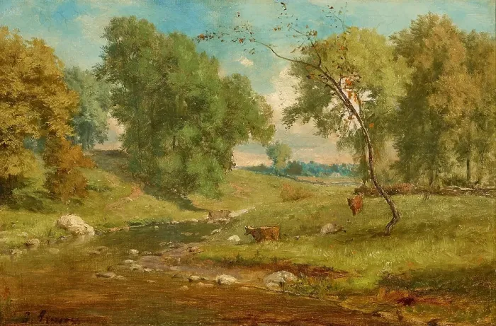 Framed Print : In the Meadow, 1825-1894. Creator: George Inness Framed Print : In the Meadow, 1825-1894. Creator: George Inness