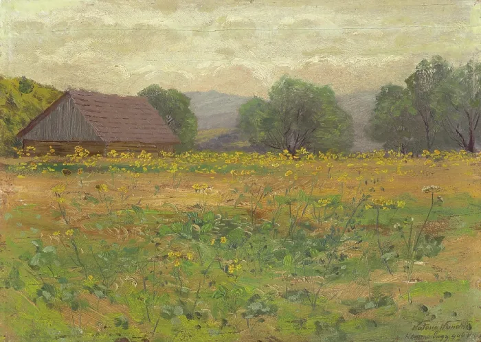 Framed Print : In the Meadow, 1906. Creator: Ferdinand Katona
