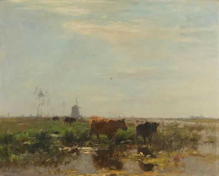 Framed Print : Meadow with Cows by the Water, 1895-1904. Creator: Willem Maris Framed Print : Meadow with Cows by the Water, 1895-1904. Creator: Willem Maris