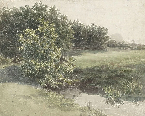 Meadow landscape with canal, 1836-1895. Creator: Gerardina Jacoba van de Sande Bakhuyzen