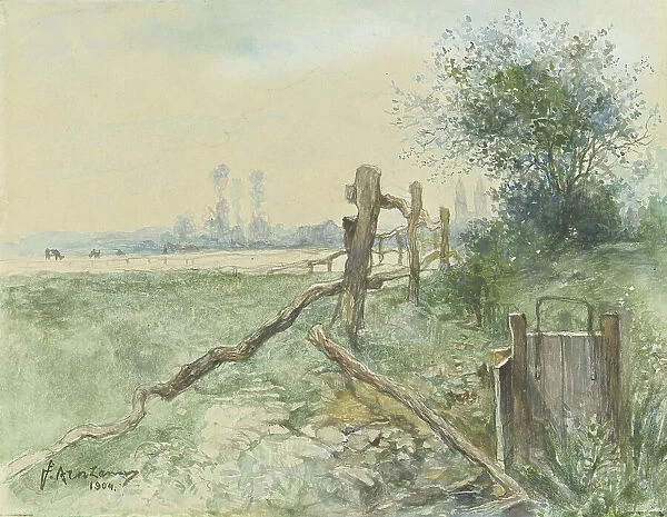 Meadow landscape with canal, 1904. Creator: Floris Arntzenius