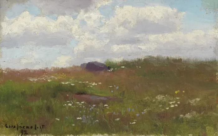 Framed Print : Meadow with Summer Flowers, 1892. Creator: Eero Jarnefelt Framed Print : Meadow with Summer Flowers, 1892. Creator: Eero Jarnefelt