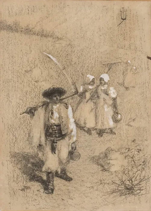 Framed Print : From the meadows - study for a painting, after 1900. Creator: Joza Uprka Framed Print : From the meadows - study for a painting, after 1900. Creator: Joza Uprka