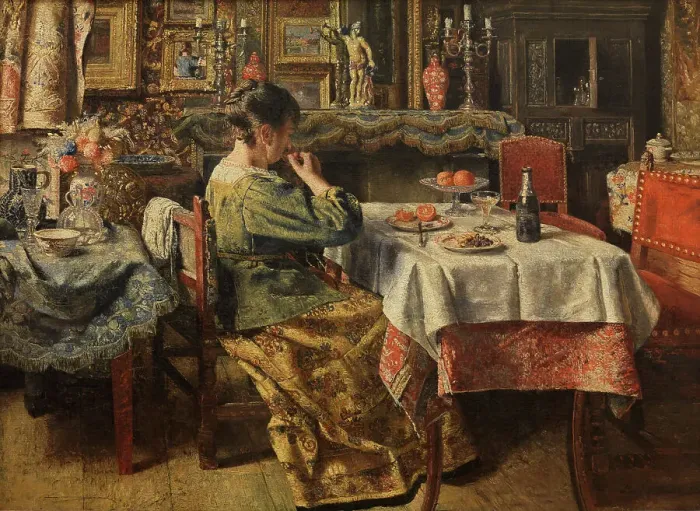 Framed Print : The Meal, 1885. Creator: Henri Jean Augustin de Braekeleer Framed Print : The Meal, 1885. Creator: Henri Jean Augustin de Braekeleer