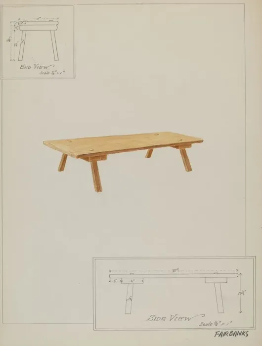 Framed Print : Meal Bench, c. 1937. Creator: George Fairbanks Framed Print : Meal Bench, c. 1937. Creator: George Fairbanks