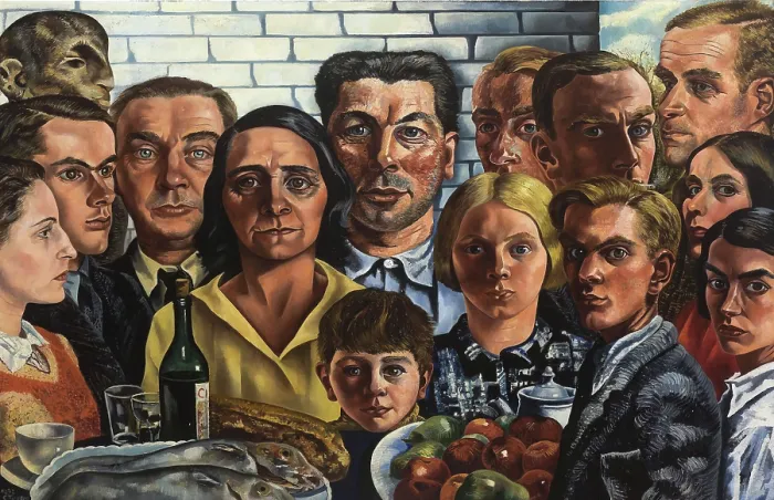 Framed Print : The Meal Among Friends, 1932-1933. Creator: Toorop, Charley (1891-1955) Framed Print : The Meal Among Friends, 1932-1933. Creator: Toorop, Charley (1891-1955)