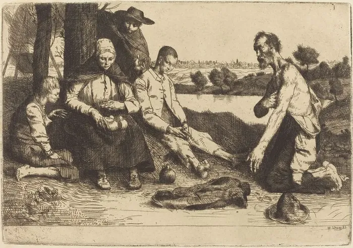 Framed Print : Meal Time, 1883. Creator: William Strang Framed Print : Meal Time, 1883. Creator: William Strang