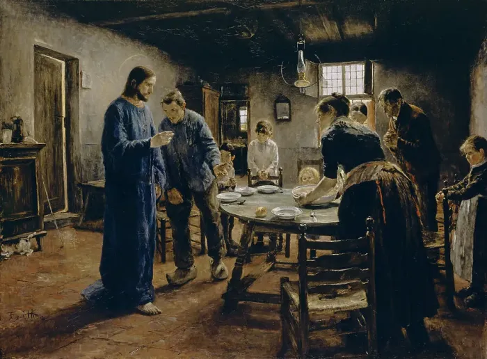 Framed Print : The Mealtime Prayer, 1885. Artist: Uhde, Fritz von (1848-1911) Framed Print : The Mealtime Prayer, 1885. Artist: Uhde, Fritz von (1848-1911)