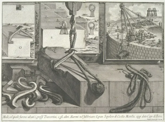 Framed Print : Means by which the large blocks of travertine and marble were lifted... 1756-57 Framed Print : Means by which the large blocks of travertine and marble were lifted... 1756-57