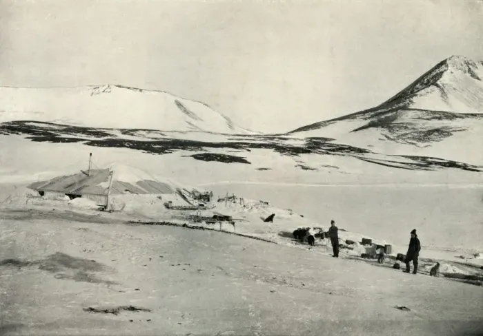 Framed Print : Meares and Demetri at Discovery Hut, 4 November 1911, (1913). Artist: Herbert Ponting Framed Print : Meares and Demetri at Discovery Hut, 4 November 1911, (1913). Artist: Herbert Ponting