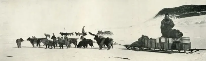 Framed Print : Meares and Demetri with Their Dog Teams Leaving Hut Point, c1911, (1913). Artist Framed Print : Meares and Demetri with Their Dog Teams Leaving Hut Point, c1911, (1913). Artist