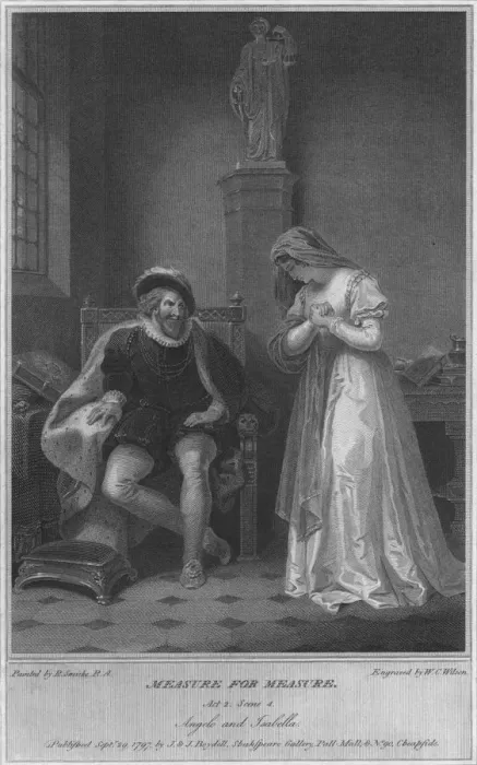 Framed Print : Measure for Measure. Act 2. Scene 4. Angelo and Isabella, 1797. Artist: WC Wilson Framed Print : Measure for Measure. Act 2. Scene 4. Angelo and Isabella, 1797. Artist: WC Wilson