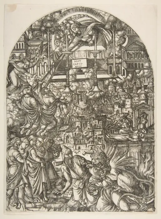 Framed Print : The Measurement of the Temple, from the Apocalypse. n. d. Creator: Jean Duvet Framed Print : The Measurement of the Temple, from the Apocalypse. n. d. Creator: Jean Duvet
