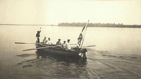 Measurements of the Zeya River by a survey party, 1909. Creator: Vladimir Ivanovich Fedorov
