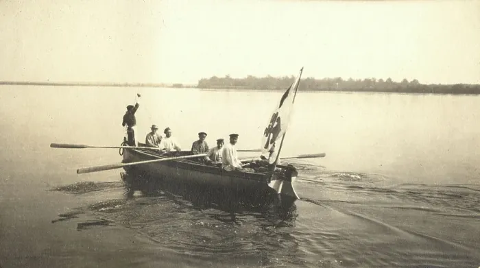 Framed Print : Measurements of the Zeya River by a survey party, 1909. Creator: Vladimir Ivanovich Fedorov Framed Print : Measurements of the Zeya River by a survey party, 1909. Creator: Vladimir Ivanovich Fedorov