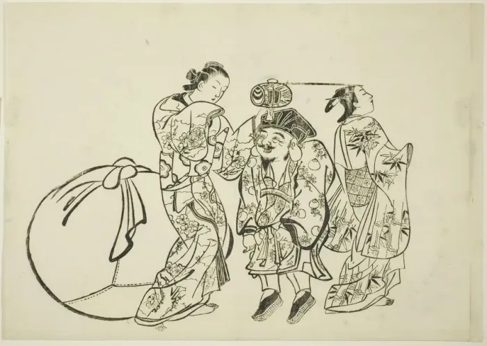 Framed Print : Measuring Daikokus height, no. 5 from a series of 12 prints, c. 1708 Framed Print : Measuring Daikokus height, no. 5 from a series of 12 prints, c. 1708