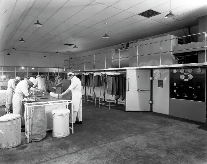 Framed Print : Meat dressing at the Danish Bacon Co, Kilnhurst, South Yorkshire, 1957 Framed Print : Meat dressing at the Danish Bacon Co, Kilnhurst, South Yorkshire, 1957