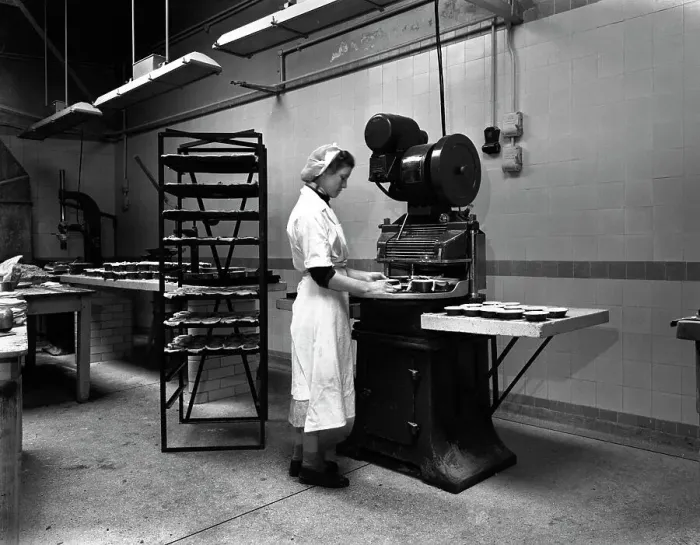 Framed Print : Meat pie production, Rawmarsh, South Yorkshire, 1959. Artist: Michael Walters Framed Print : Meat pie production, Rawmarsh, South Yorkshire, 1959. Artist: Michael Walters
