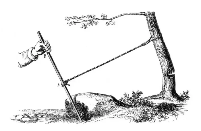 Framed Print : Mechanical advantage: The power of the lever, 1877