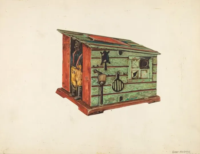 Framed Print : Mechanical Bank, c. 1938. Creator: Einar Heiberg Framed Print : Mechanical Bank, c. 1938. Creator: Einar Heiberg