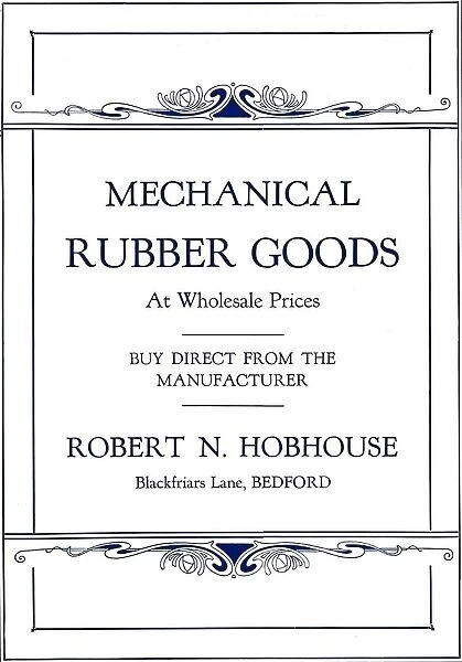 Mechanical Rubber Goods - Robert N. Hobhouse advert, 1916