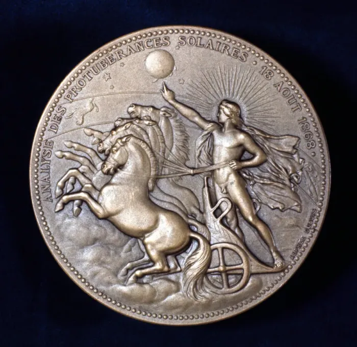 Framed Print : Medal commemorating Pierre Janssen and Norman Lockyer, French and English astronomers, 1868 Framed Print : Medal commemorating Pierre Janssen and Norman Lockyer, French and English astronomers, 1868