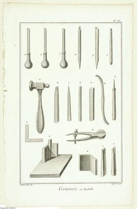 Framed Print : Medal Engraving, from Encyclopédie, 1762 / 77. Creator: A. J. Defehrt Framed Print : Medal Engraving, from Encyclopédie, 1762 / 77. Creator: A. J. Defehrt