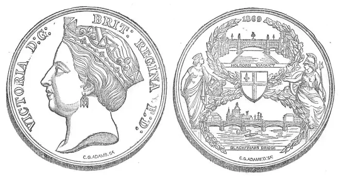 Framed Print : Medal for the opening of Blackfriars New Bridge, 1871. Creator: Unknown Framed Print : Medal for the opening of Blackfriars New Bridge, 1871. Creator: Unknown
