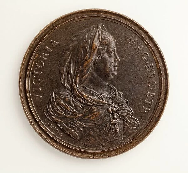 Medal of Victoria, Grand Duchess of Tuscany: Triumph of Venus with a Pearl (image 1 of 2), 1683. Creator: Massimiliano Soldani