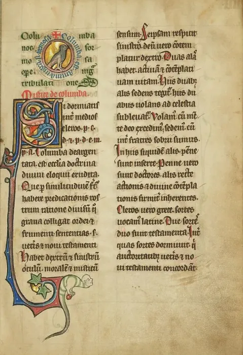 Framed Print : A Medallion with a Dove; De Natura Avium; De Pastoribus et Ovibus; Bestiarium, 1277 or after. Creator: Unknown Framed Print : A Medallion with a Dove; De Natura Avium; De Pastoribus et Ovibus; Bestiarium, 1277 or after. Creator: Unknown