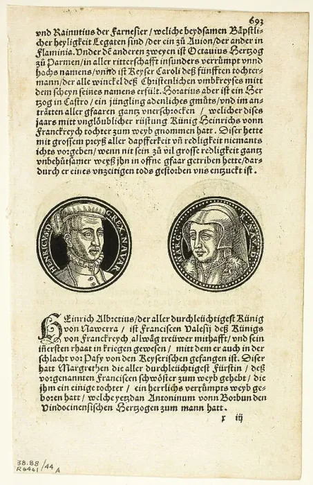 Framed Print : Medallion Portraits of Henry and Margaret of Navarre (recto) and Portraits of...1937. Creators: Hans Rudolf Manuel Deutsch, Max Geisberg Framed Print : Medallion Portraits of Henry and Margaret of Navarre (recto) and Portraits of...1937. Creators: Hans Rudolf Manuel Deutsch, Max Geisberg