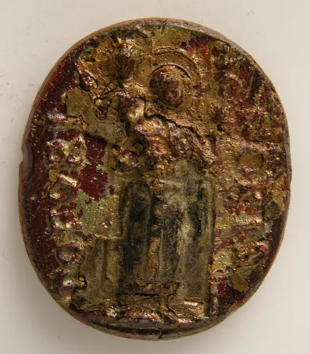 Framed Print : Medallion with St. Christopher (?), Italian, 13th century. Creator: Unknown