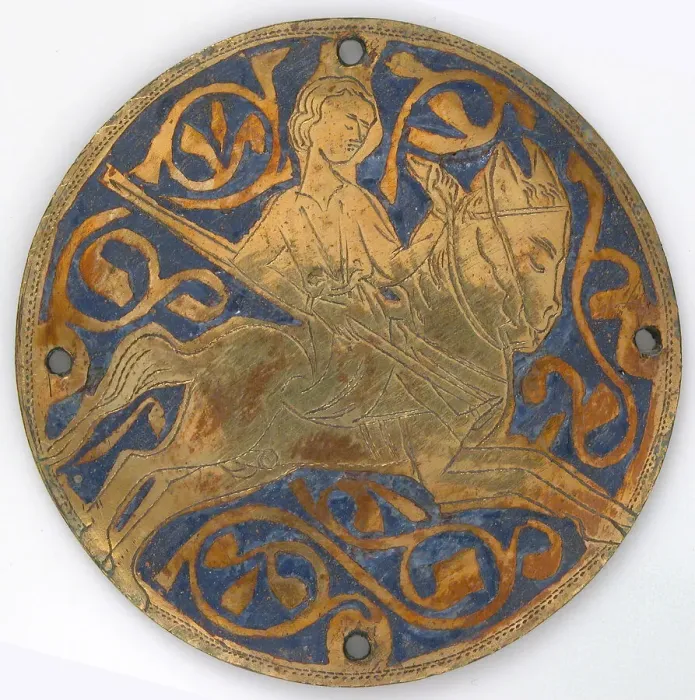 Framed Print : Medallion with Youth on Galloping Horse, French, ca. 1240-60. Creator: Unknown