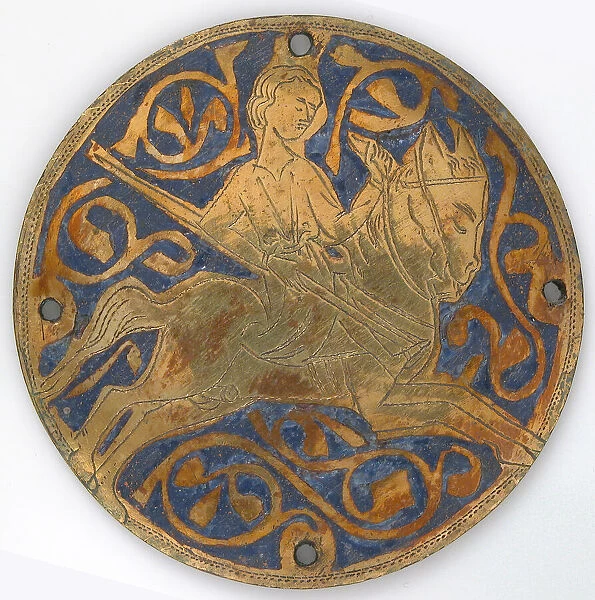 Medallion with Youth on Galloping Horse, French, ca. 1240-60. Creator: Unknown