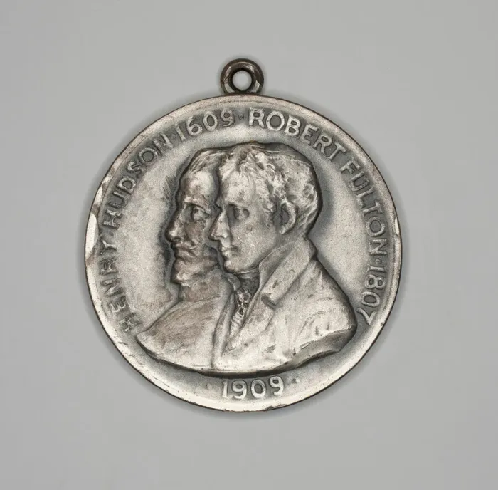 Framed Print : Two Medals Commemorating the Hudson-Fulton Celebration New York, 1909. Creator: Unknown Framed Print : Two Medals Commemorating the Hudson-Fulton Celebration New York, 1909. Creator: Unknown