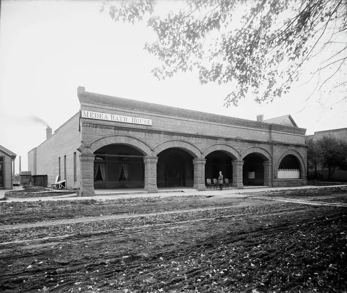 Framed Print : Medea Bath House, Mt. Clemens, between 1880 and 1899. Creator: Unknown Framed Print : Medea Bath House, Mt. Clemens, between 1880 and 1899. Creator: Unknown