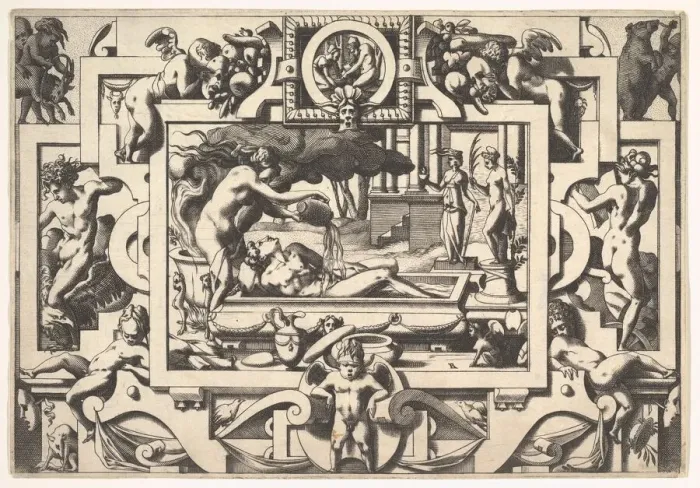 Framed Print : Medea Pours a Magic Potion over Jason (Le roi Aeson tant caduque et ché Framed Print : Medea Pours a Magic Potion over Jason (Le roi Aeson tant caduque et ché
