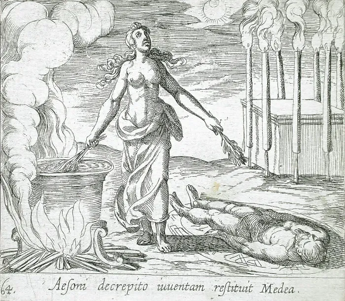 Framed Print : Medea Restoring Aeson's Youth, published 1606. Creators: Antonio Tempesta, Wilhelm Janson Framed Print : Medea Restoring Aeson's Youth, published 1606. Creators: Antonio Tempesta, Wilhelm Janson