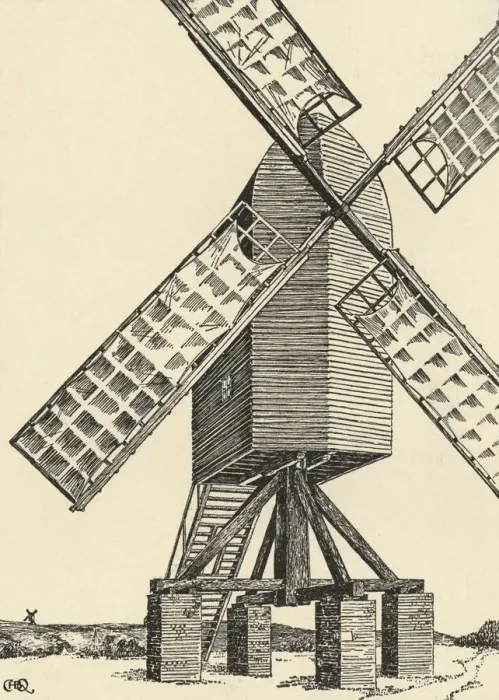 Framed Print : A Mediaeval Windmill, (1931). Artist: Charles Henry Bourne Quennell Framed Print : A Mediaeval Windmill, (1931). Artist: Charles Henry Bourne Quennell