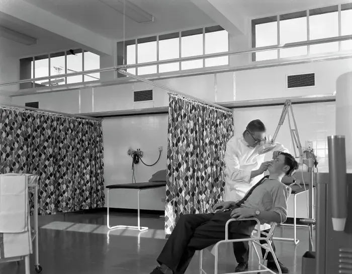 Framed Print : Medical care at a steelworks, Sheffield, South Yorkshire, 1963. Artist: Michael Walters Framed Print : Medical care at a steelworks, Sheffield, South Yorkshire, 1963. Artist: Michael Walters