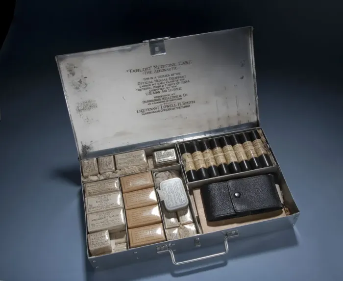 Framed Print : Medical kit carried aboard the Douglas World Cruiser by Lt. Lowell Smith, c. 1924 Framed Print : Medical kit carried aboard the Douglas World Cruiser by Lt. Lowell Smith, c. 1924