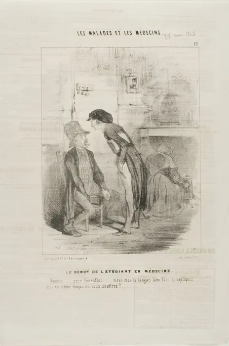 Framed Print : A Medical Student Starting Out (plate 12), 1843. Creator: Charles Emile Jacque Framed Print : A Medical Student Starting Out (plate 12), 1843. Creator: Charles Emile Jacque