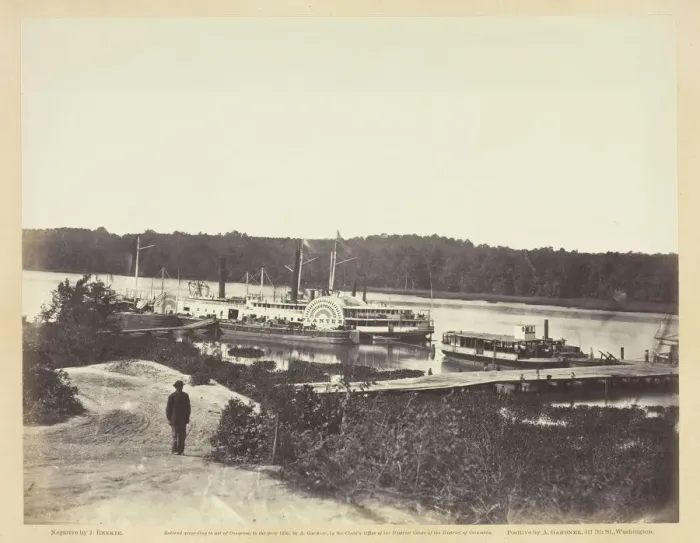 Framed Print : Medical Supply Boat, Appomattox Landing, Virginia, January 1865. Creator: John Reekie Framed Print : Medical Supply Boat, Appomattox Landing, Virginia, January 1865. Creator: John Reekie