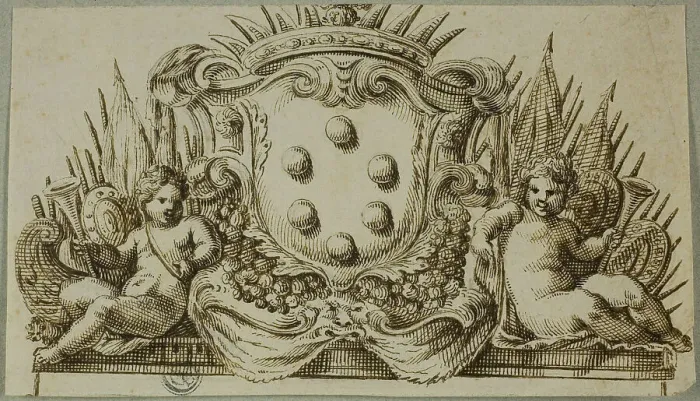 Framed Print : Medici Coat of Arms Flanked by Putti, n.d. Creator: Unknown Framed Print : Medici Coat of Arms Flanked by Putti, n.d. Creator: Unknown