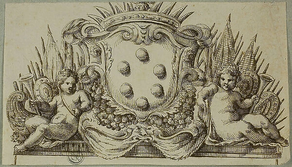 Medici Coat of Arms Flanked by Putti, n.d. Creator: Unknown