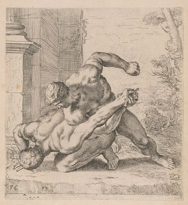 Framed Print : The Medici Wrestlers, side view, turned to left [plate 36], 1638. Creator: François Perrier