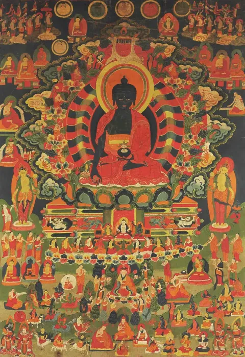 Framed Print : The Medicine Buddha, 18th century. Creator: Tibetan culture Framed Print : The Medicine Buddha, 18th century. Creator: Tibetan culture