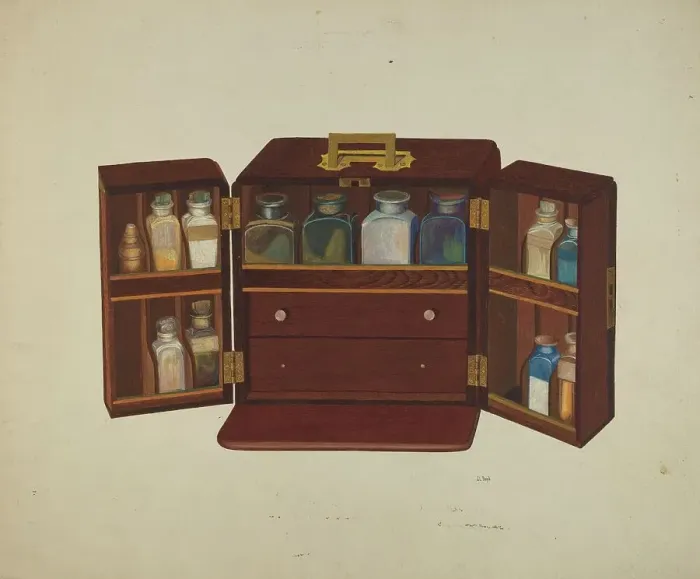 Framed Print : Medicine Chest, c. 1940. Creator: Joseph L. Boyd Framed Print : Medicine Chest, c. 1940. Creator: Joseph L. Boyd