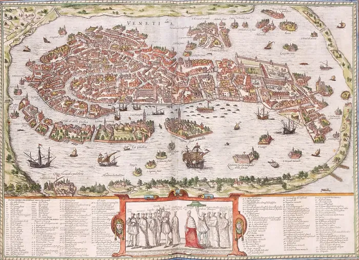 Framed Print : Medieval map of Venice, Italy, c1580. Creator: Unknown Framed Print : Medieval map of Venice, Italy, c1580. Creator: Unknown